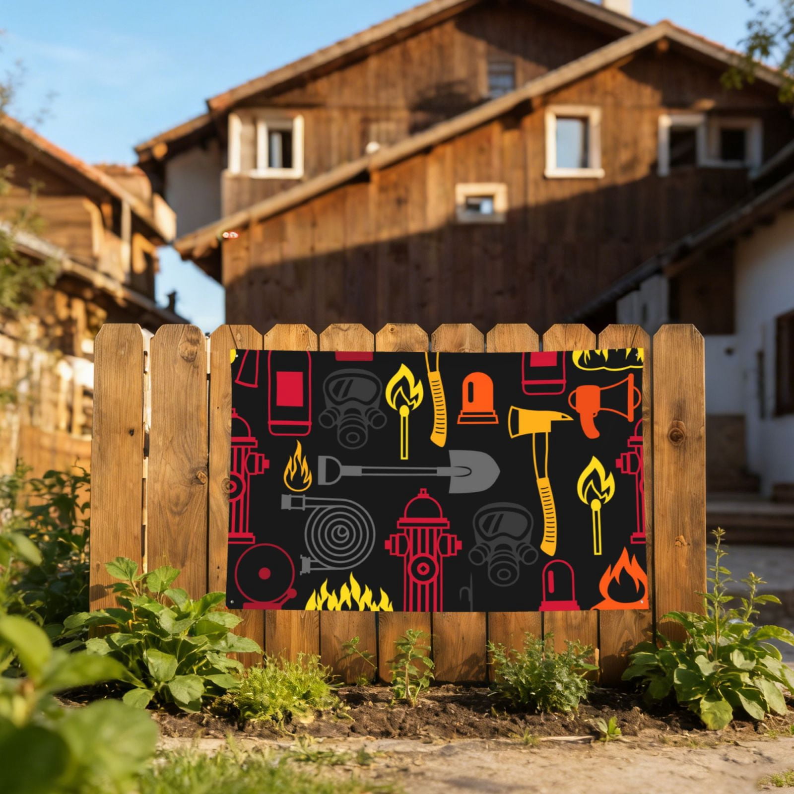 Firefighting Items Fire Firefighter Fighter Four Hole Decorated Banner Flag for Garden Yard Home Decoration Indoor Outdoor 4x6 Ft