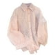 thumbnail image 3 of Camisetas para mujer,Camiseta de verano de manga larga con cuello redondo para mujer, corte cómodo e informal, mezcla de algodón suave, largo regular para usar en casa, sopatenor, 3 of 8