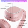 thumbnail image 5 of Q11i Wireless Over-Ear Bluetooth Headphones by Ruroz, Deep Bass, 60H Playtime, Hi-Res Audio, Detachable Ear Cushions, Multipoint Connection - Pink, 5 of 9