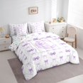 thumbnail image 2 of Manfei Romantic Ribbon Bow Tie C Personalized Initial Bedding Comforter Set 7-Piece for Girls Kids,Teens Women Kawaii Bow Letter Plaid King Bedding Sets,Lightweight Room Decor, 2 of 7