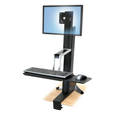 Aluminum Work Stand - Ergotron WorkFit-S Sit-Stand Workstation without Worksurface, LCD LD, Aluminum/Black