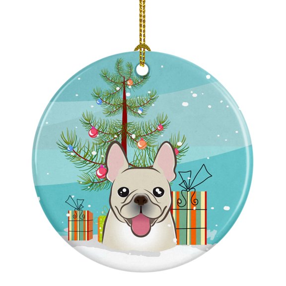 "Caroline's Treasures Christmas Tree and French Bulldog Ceramic Ornament, Multicolor"