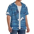 thumbnail image 4 of Fotbe Sharks on White Blue Striped print Short Sleeve Button Down Shirts for Men Casual Summer Beach Wrinkle Free Shirt-, 4 of 7