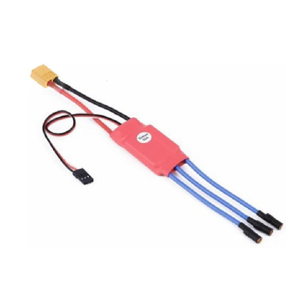 Banana to T Plug SM SunniMix 40A RC Brushless Motor Electric Speed Controller ESC 5V3A BEC with 3.5mm Banana Plug for RC Glider Aircraft Hobby Model Accessory