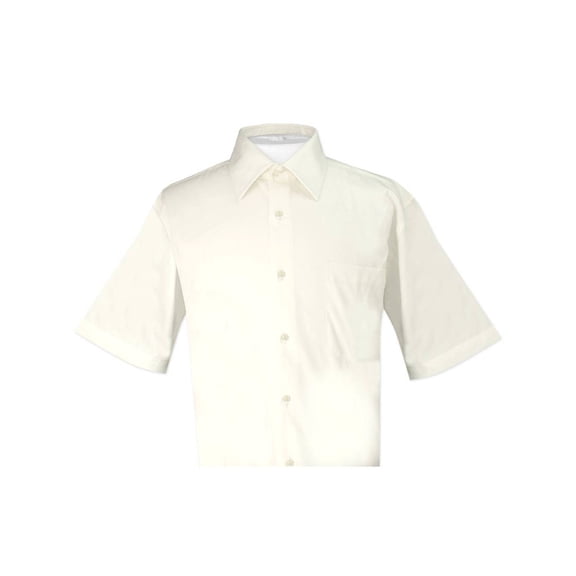Biagio 100% Cotton Men's Short Sleeve Solid CREAM Color Dress Shirt size 4XL