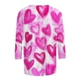 thumbnail image 6 of Feancey Valentines Day 3/4 Sleeve T-Shirts for Women Heart Print Cute Tops Loose Fit Casual Round Neck Blouse Trendy Going Out Tees Pink L, 6 of 7