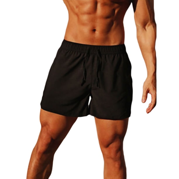 Txlixc, pantalones cortos deportivos para hombre, verano, Color sólido, cordón elástico en la cintura, bolsillos laterales, pantalones de cuarto de entrenamiento Txlixc Casual