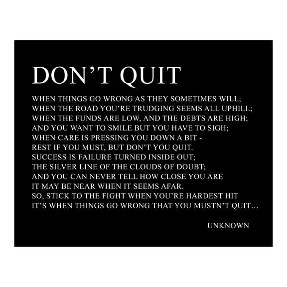 Don't Quit Inspirational Poetic Wall Art Print poster, Living Room Pictures for Wall Decor, Art Gift for Wall Decorations, Boho Wall Decor for Bedroom, Living Room, & Kitchen