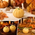 thumbnail image 4 of Fllostpr Halloween 2PC Wax Pumpkin Scented Candle, Yellow Handmade Aromatherapy Candle for Home Cafe Party Table Desk Indoor, 2.5x1.7", 4 of 7