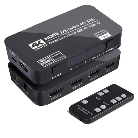 4K Ultra HD HDMI Switcher with Audio Extractor and Remote Control