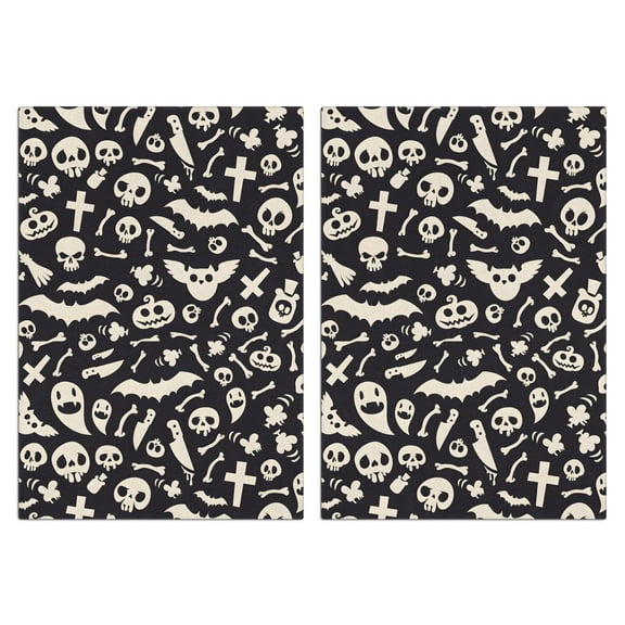 Halloween Kitchen Towels Set of 2 - 18x26 Inch Ghost, Pumpkin, Bat & Cat Design Dish Towels for Seasonal Decor