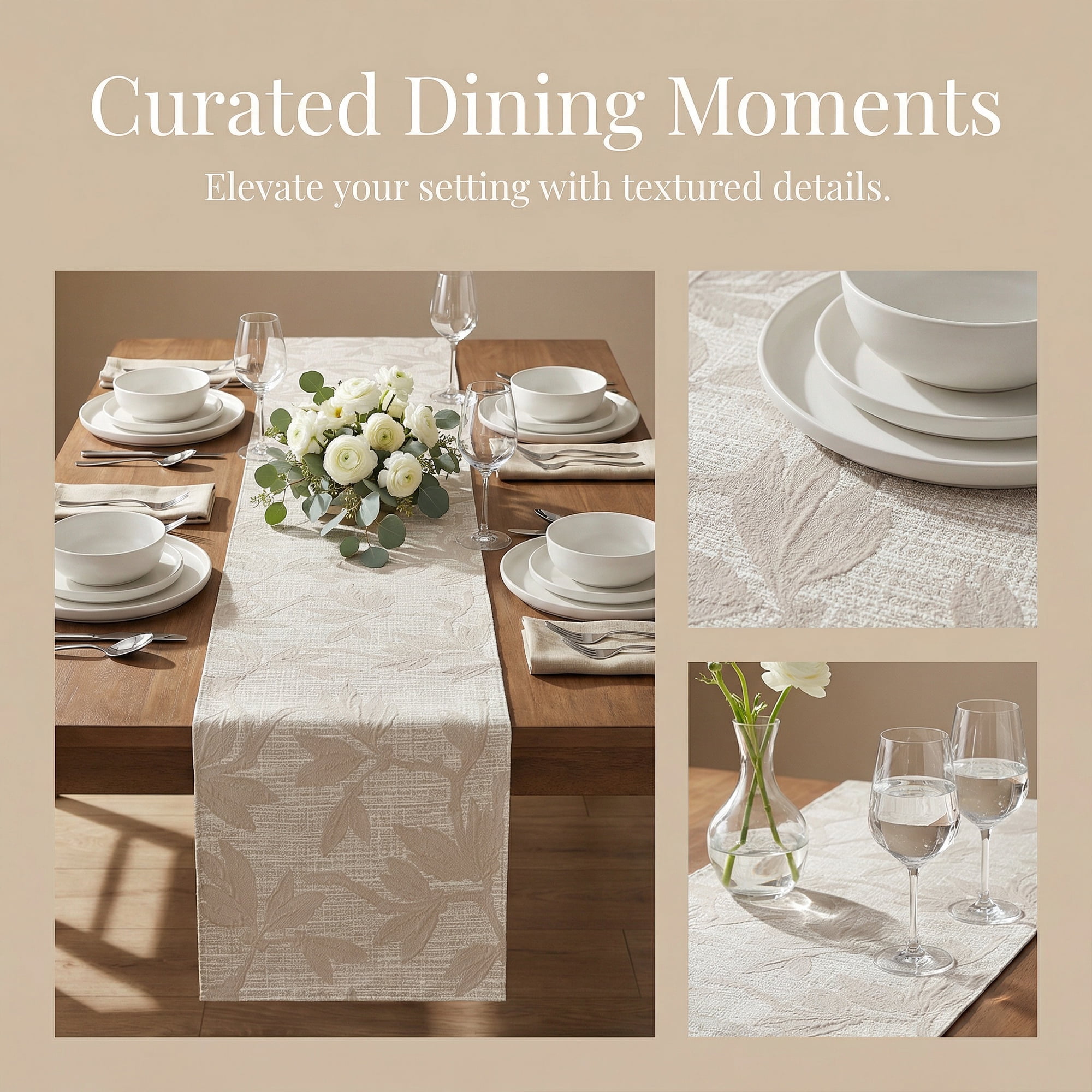 Unique Bargains Long Floral Polyester Table Runner for Kitchen Decor Gray 13.8"x94.5"
