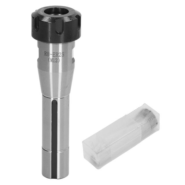 R8-ER25 (M12) Metric Thread Collet Chuck Extension Rod, 40CR Forged Hardened Collet Holder with ≤0.005 Tightening Accuracy, 8000 RPM High-Speed Toolholder for R8 Milling & Drilling Machines, Stable