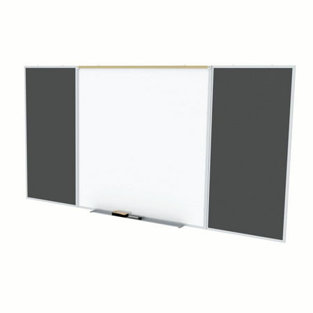 Porcelain Magnetic Whiteboard (SPC410D-ATR-BK Ghent Porcelain Magnetic Whiteboard/ Recycled Rubber Bulletin Board Combo Board, Style D, 5'H x 10'W,)