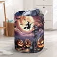 thumbnail image 3 of Spooky Halloween Night Witch Great Dane Glowing Pumpkins Foldable Laundry Basket Danes Dog Lover Gifts Organizer Storage with Handles - 12015, 3 of 5