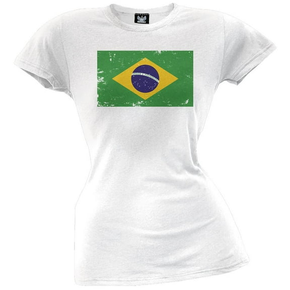 World Cup Brazil Distressed Flag Juniors T-Shirt - Large