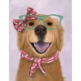 thumbnail image 2 of Fab Funky 26x32 Gold Ornate Wood Framed with Double Matting Museum Art Print Titled - Golden Retriever, Glasses and Scarf, 2 of 4