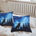 thumbnail image 5 of Forest Outdoor Pillow Covers Pack of 2 Wolf Stars Silhouette Night Blue Sky Waterproof Throw Pillow Covers Decorative Cushion Cases for Patio Garden Tent Balcony Couch 16x16 inch, 5 of 8