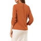 thumbnail image 3 of CURVOSPORT Camisa Elegante para Mujeres Top de Oficina con Llave Plisado Frontal Arrugado de Manga 3/4 Blusa de Chifón L Marrón, 3 of 8