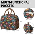 thumbnail image 6 of Womens DarkBrown Cartoon Dinosaurs Colorful Plants Pattern Lunch Box for Work,Insulated Lunch Bag for Women,Loncheras Para Mujer,Leakproof Adult Lunch Bag for Work,Beach,Travel,Picnic,Camping, 6 of 7