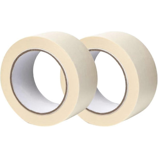 2 Pack Premium Wide Wide Masking Tape, 50m x 50mm (2") - High Quality Paint & Decorating Tape - 2 Rolls