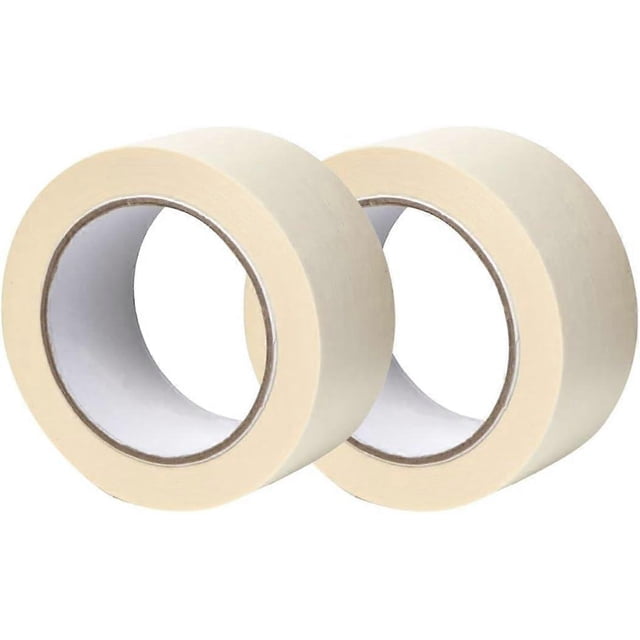 2 Pack Premium Wide Wide Masking Tape, 50m x 50mm (2") - High Quality Paint & Decorating Tape - 2 Rolls