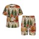 thumbnail image 1 of Fotbe Holiday Christmas Stars Pijama Estampada de 2 Piezas para Niños – Ropa de Dormir de Manga Corta Cómoda para Niños y Niñas, Camiseta y Shorts de Algodón-Medium, 1 of 6