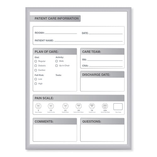 Patient Room Magnetic Whiteboard, Hospital Patient Chart, 18.5" x 24.5", White/Gray Surface, Satin A | Bundle of 2