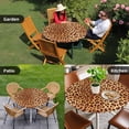 thumbnail image 4 of Leopard Texture Print Round Tablecloth for 45-54 Inch Tables,Fitted Table Cover with Elastic Edge,Orange Yellow Retro Farmhouse Waterproof Outdoor Table Cloth Protector for Patio Garden Dinner Picnic, 4 of 9