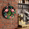 thumbnail image 2 of Welcome Sign for Front Door, Pink Flamingos Round Metal Wall Art Wreaths, Watercolor Summer Botanical Floral Outdoor Indoor Wall Hanging Sign for Porch Decor Housewarming Gifts 7.9 Inch, 2 of 8