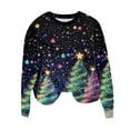 thumbnail image 6 of asdoklhq Plus Size Sweaters for Women's Christmas Bright Colorful Christmas Tree Round Neck Print Loose Sweatshirt Long Sleeve No-Cap Sweatshirt Top Multicolor 3X, 6 of 6