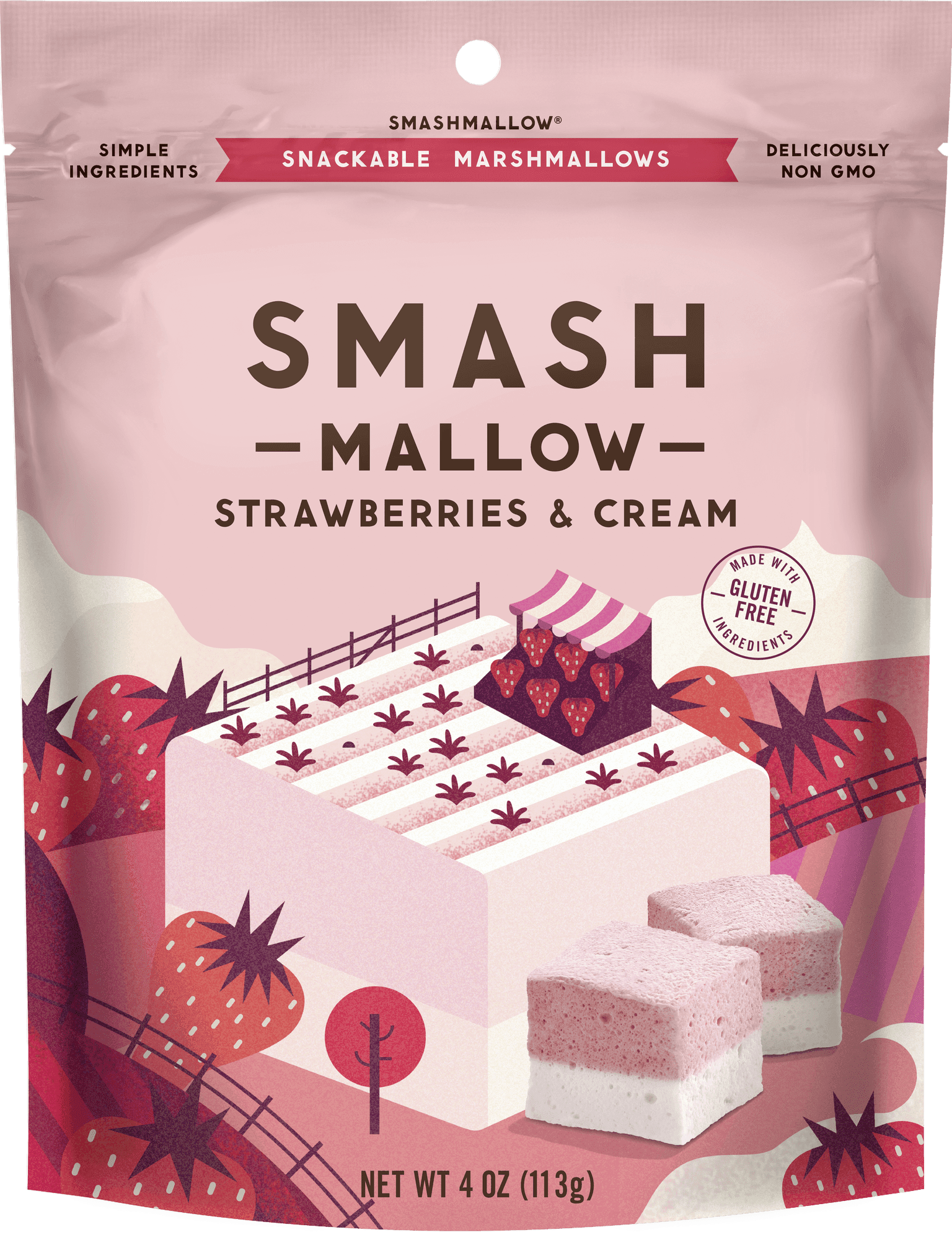 Smashmallow Snackable Marshmalows Strawberries & Cream, 4 Oz