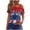 Blue#3, variant on Women's 4th of July Off The Shoulder Top, American Flag & Butterfly Print One Strap Slouchy Tee, Patriotic Summer Casual Shirt, Soft Stretch Fabric, Sizes S-2XL