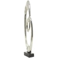 thumbnail image 6 of 16" x 52" Silver Aluminum Metal Tall Floor Loop Abstract Sculpture with Black Marble Base, by DecMode, 6 of 12