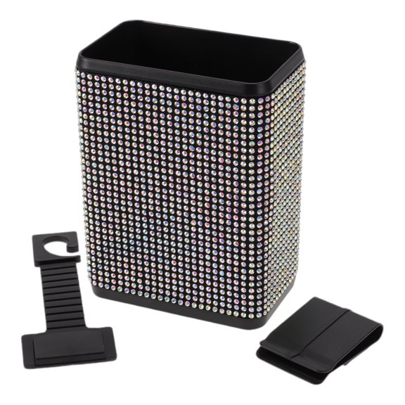 Unique Bargains Auto Car Trash Can Durable Seat Back Trash Bin Multicolor 1 Pc 4.3" Length 2.8" Width 5.5" Height Plastic Rhinestone