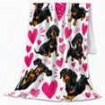 thumbnail image 2 of Playful Dachshund Dogs Hearts Cheerful Cartoon Pattern, Playful Pet Portrait Pattern, Warm Flannel Blanket for Living Room and Bedroom, Dog Lovers Just Because Gift, Pet Lover Home Decor, 2 of 9