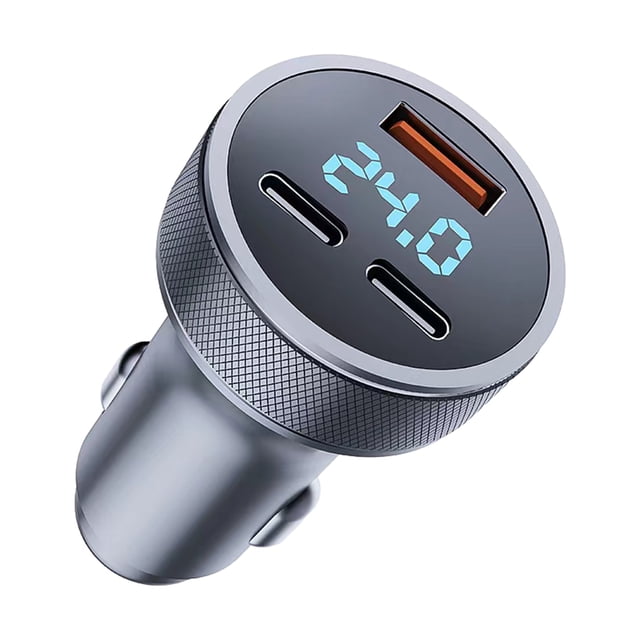 maskred Black Advanced Technology USB Car Phone Adapter - Sleek Appearance Enhanced Performance Convenient Car Phone Recharger gray,box-packed 2C+1A