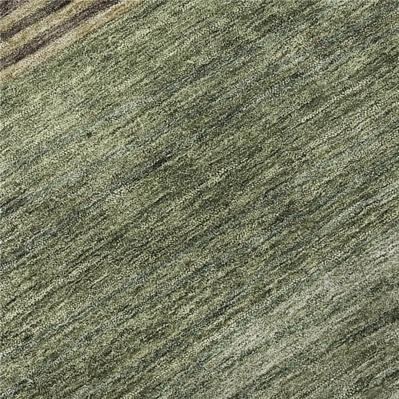 HomeRoots 662099 5 x 8 ft. Olive Green, Gold & Brown Striped Washable Machine Made Rectangle Area Rug with UV Protection