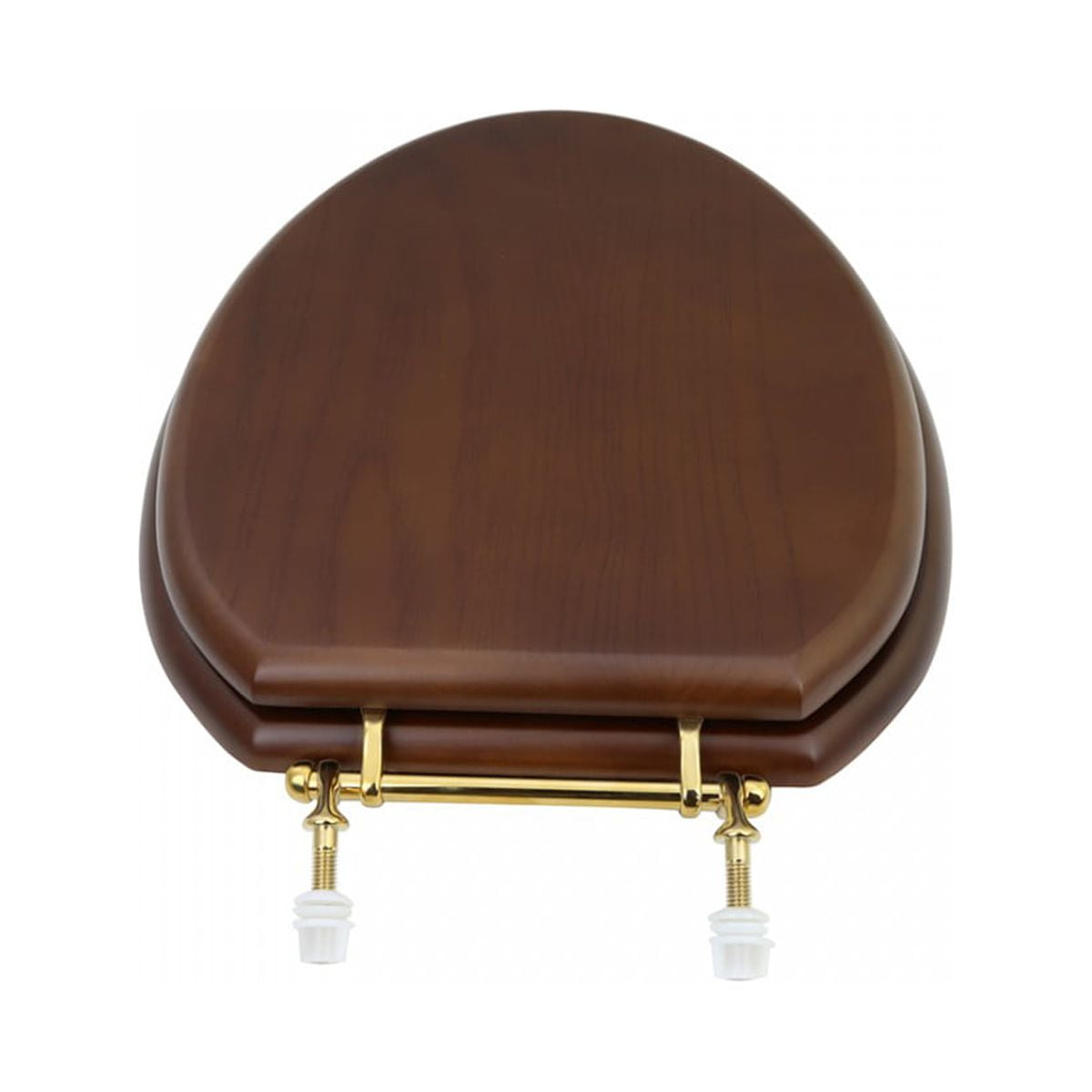 Renovators Supply Dark Oak Wooden Toilet Seat Elongated Toilet Seat w/Brass PVD Hinges and Non Slip Bumper