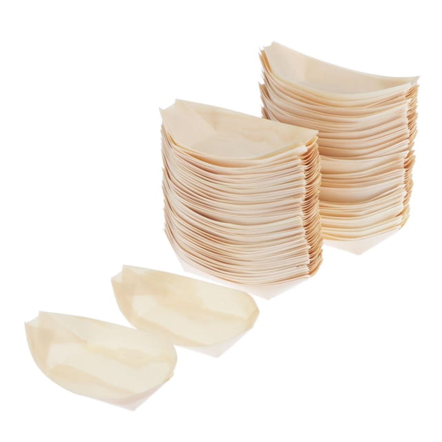 100 Piezas Bandeja para Botes de de Pino en apariencia de Barco Perfecta para Servir Aperitivos, O Postres Sola Porción 170x85mm Gloria bote de servicio de madera