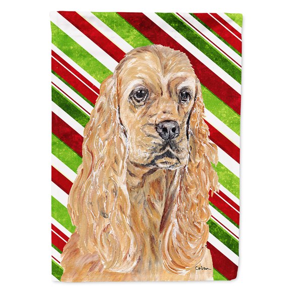 Cocker Spaniel Candy Cane Christmas Flag Canvas House Size