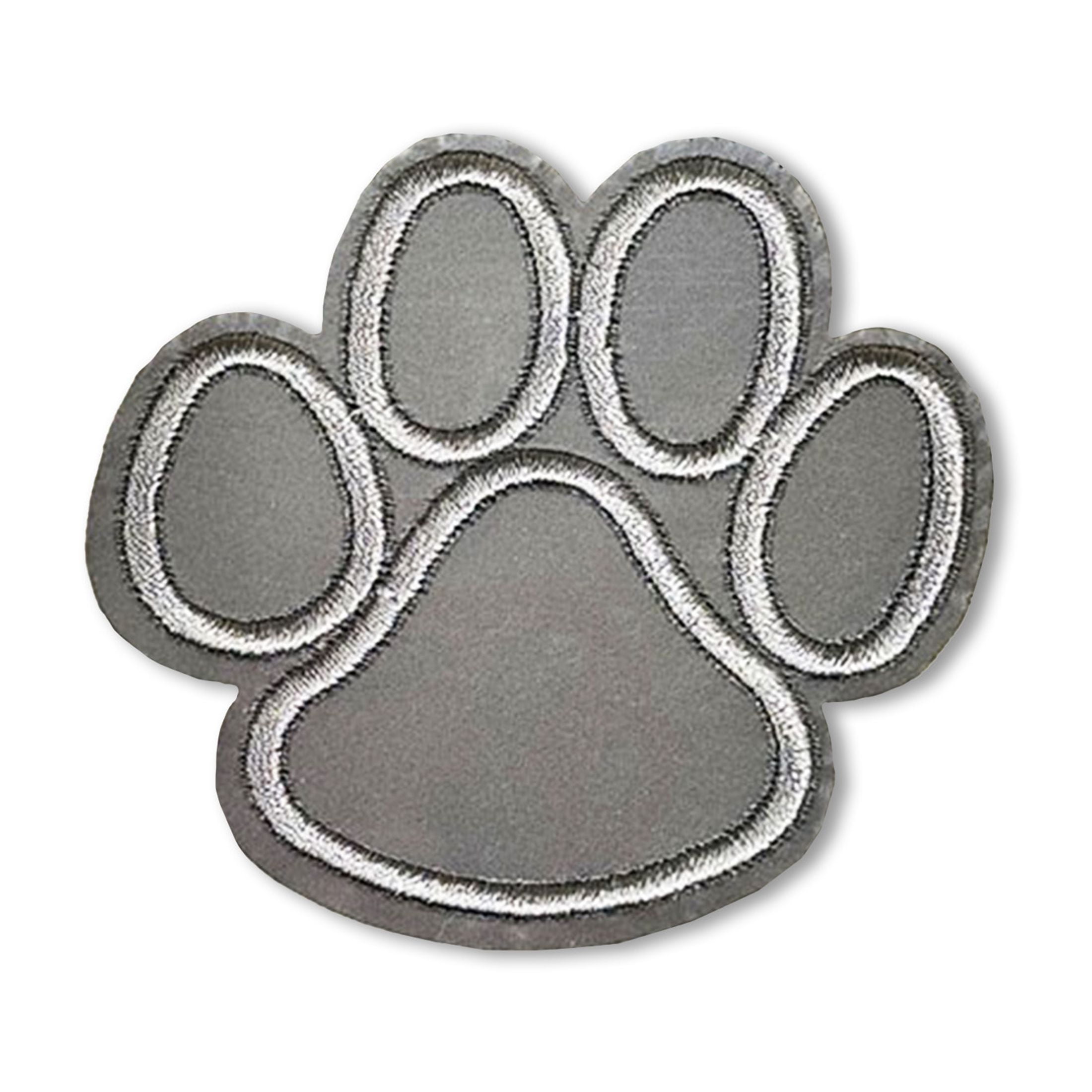 LA VOGUE Reflective Paw Embroidered Iron‑On Patch, 1 Piece — ~11.43 × 8.89 cm (4.5 × 3.5 in)
