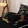 thumbnail image 5 of Erosebridal Bohemian Exotic Dragonfly Zipper Twin Comforter Sets with Fitted Sheet and 2 Pillowcases,Colorful Boho Exotic Style Zipper Bedding Set For Girls,Black Reversible,4-Piece, 5 of 7