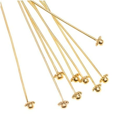 - Beadalon Gold Plated Coil Dome Head Pins - 21 Gauge - 2 Inches (10)