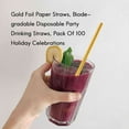 thumbnail image 4 of Gold Foil Paper Straws, Biodegradable Disposable Party Drinking Straws, Pack Of 100 Holiday Celebrations, 4 of 9