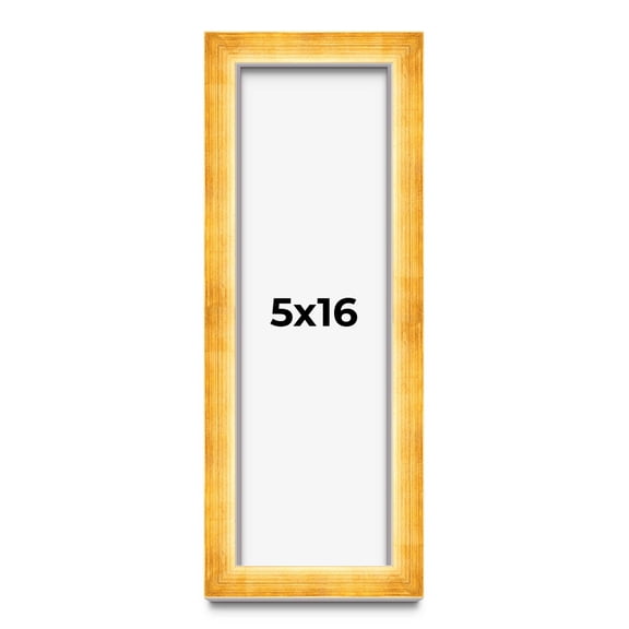 5x16 IN Shadow Box Frame Gold | 1.625 Inches Deep Real Wood Traditional Shadowbox Display Frame |