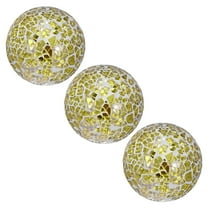 Uxcell Decorative Ball for Bowls, 2.4 Inch Mosaic Glass Decorative Bowl Fillers Gold