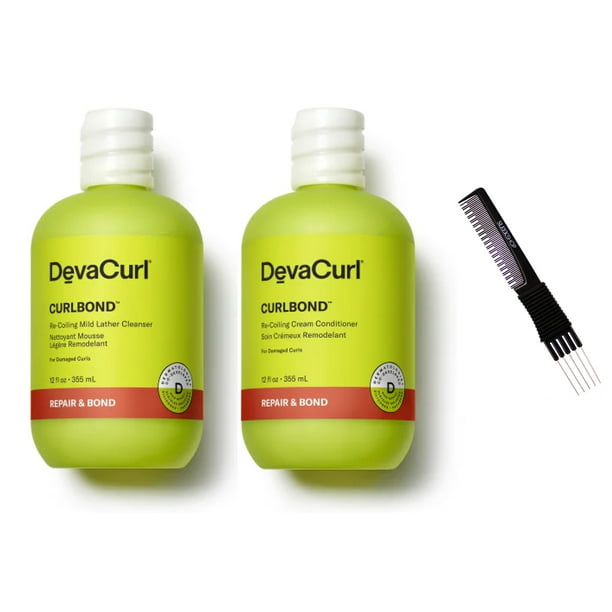 DevaCurl CURLBOND Re-Coiling Mild-Lather Cleanser Shampoo & Cream Conditioner, Curl Bond DUO Set - Duo Kit Set w/ Sleek Teasing Comb, Deva Curl Diva - Walmart.com
