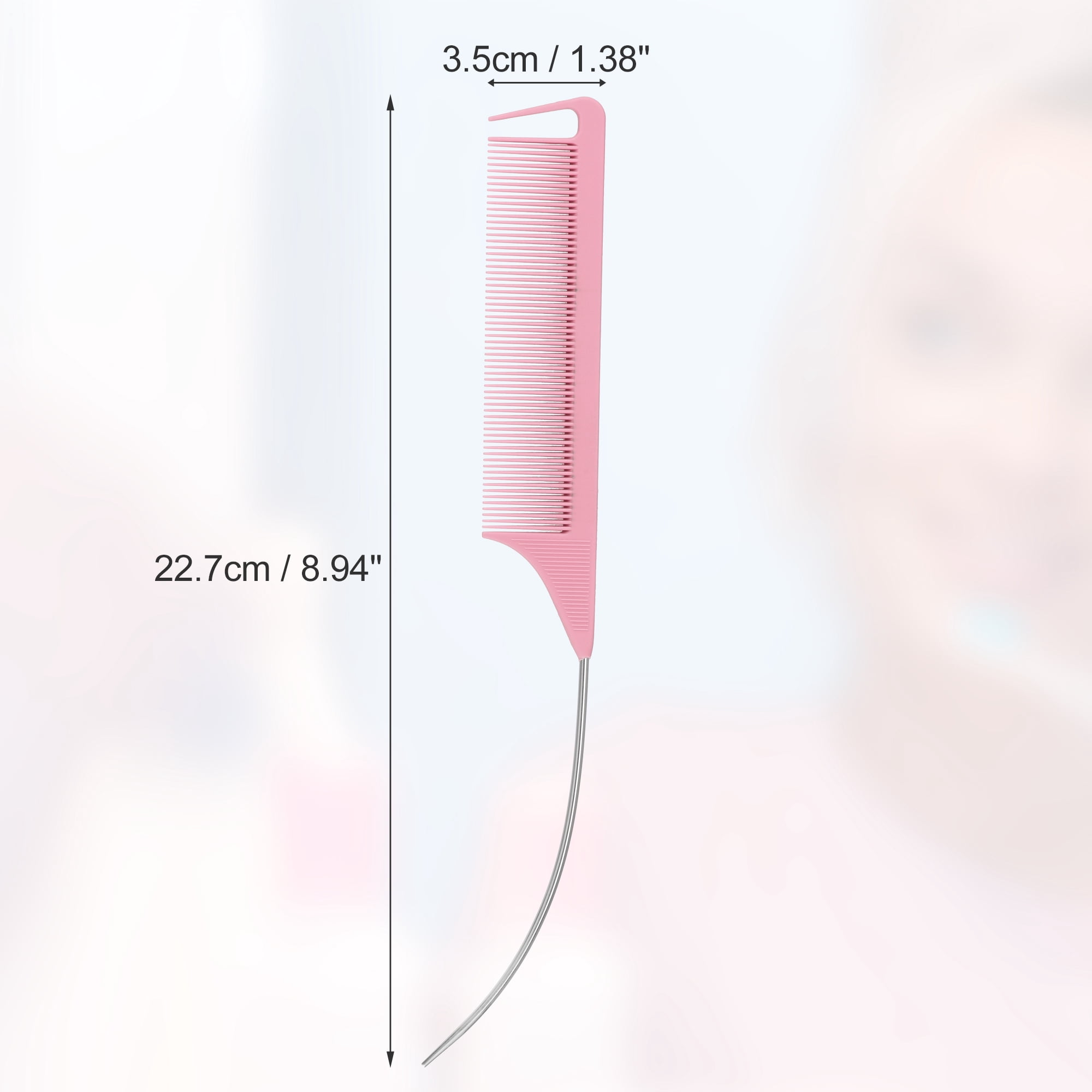 Unique Bargains 1Pc Women Rat Tail Comb for Curly Thick Thin Dry Hair Light Pink