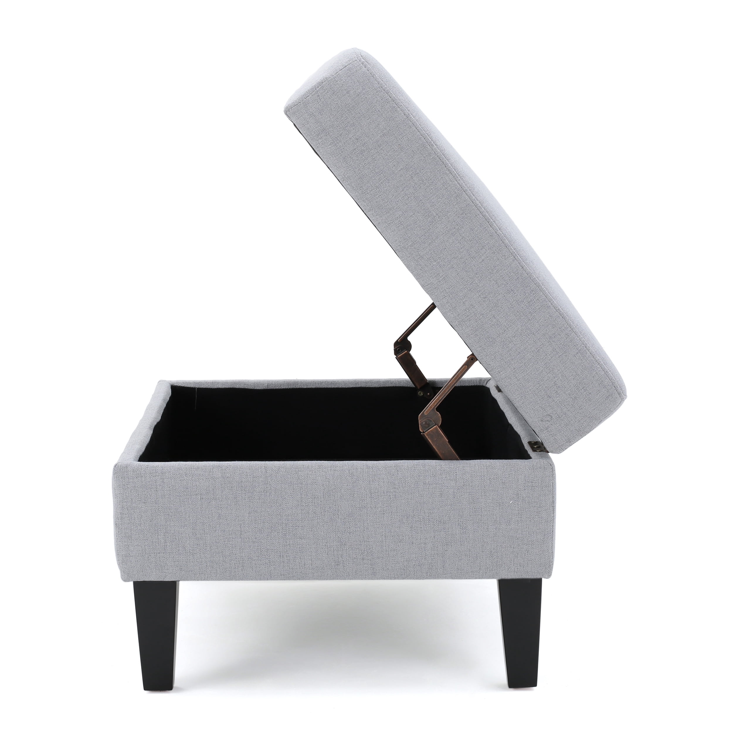Noble House Sofija Fabric Storage Ottoman, Light Grey
